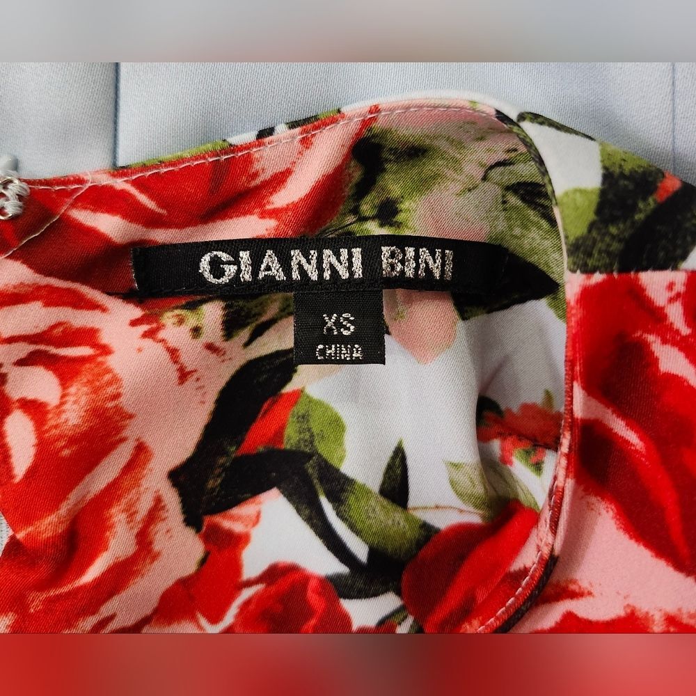 Gianni Bini Floral Mini Dress - Light Blue and Red - Picture 8 of 10
